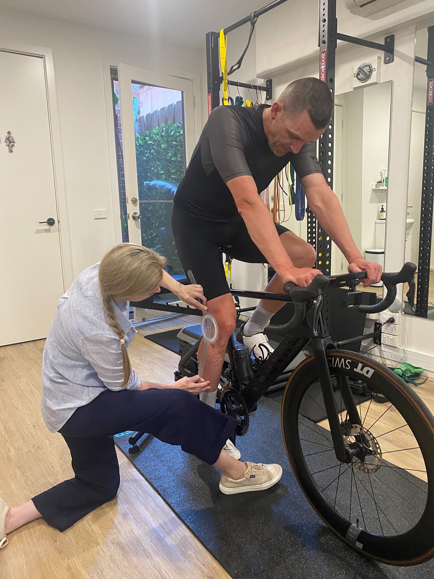 Karen during a physio bike fit